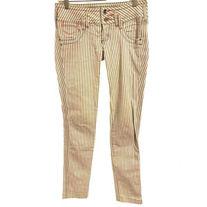 Rare Colcci Quality Denim Striped Jeans Women Size 4 Pockets double Buttons